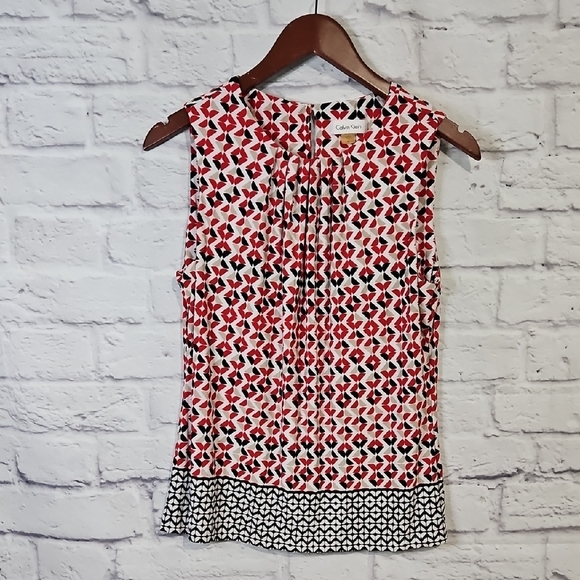 Calvin Klein Tops - Calvin Klein Red and Black Patterned Blouse